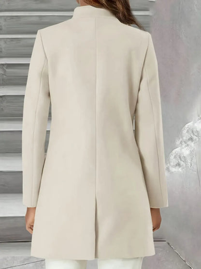 Single-Breasted Stand Collar Coat with Pocket The Nichole Collection