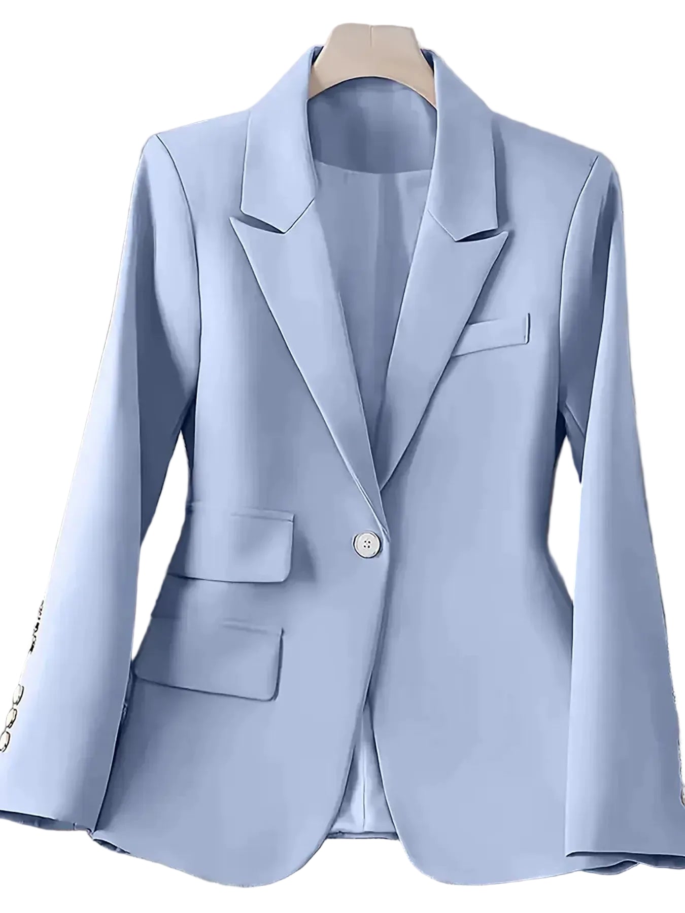 Single-Button Long Sleeve Blazer - Blue / S