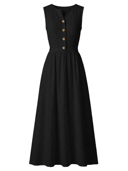 Sleeveless Button Front Flowy Midi Dress THE NICHOLE COLLECTION - Official Site