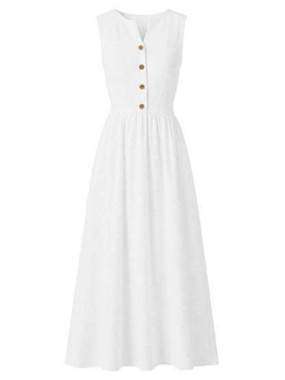 Sleeveless Button Front Flowy Midi Dress THE NICHOLE COLLECTION - Official Site
