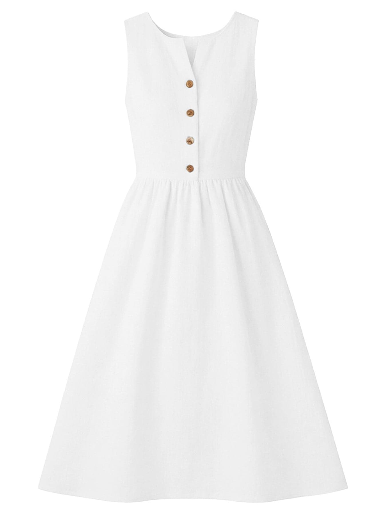Sleeveless Button Front Flowy Midi Dress THE NICHOLE COLLECTION - Official Site