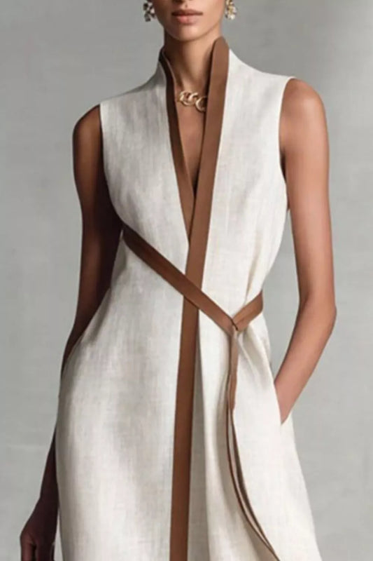 Sleeveless Contrast Trim Midi Dress The Nichole Collection - Official Site