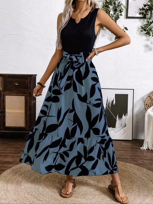 Sleeveless Floral Print Maxi Dress Black / S The Nichole Collection - Official Site