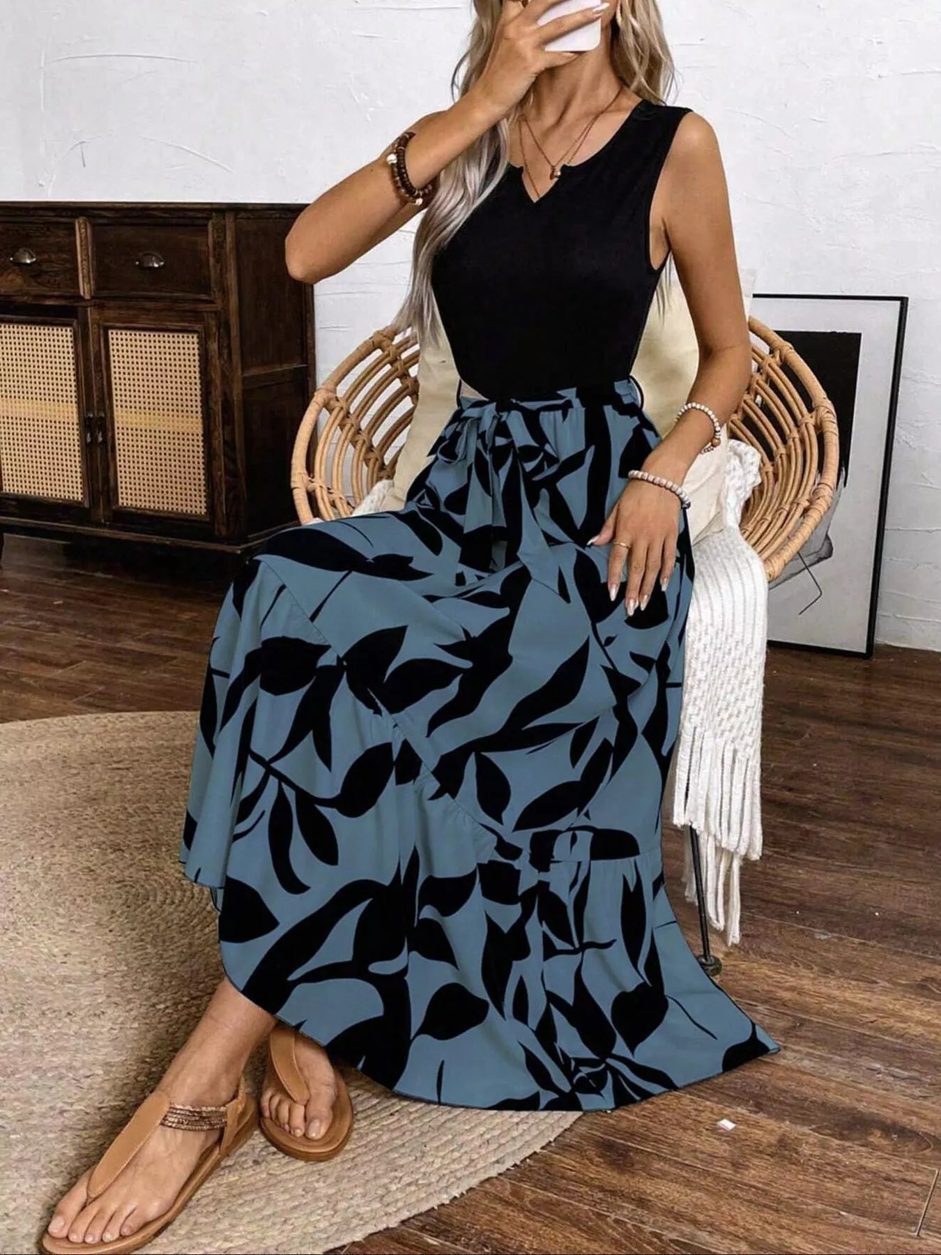 Sleeveless Floral Print Maxi Dress The Nichole Collection - Official Site