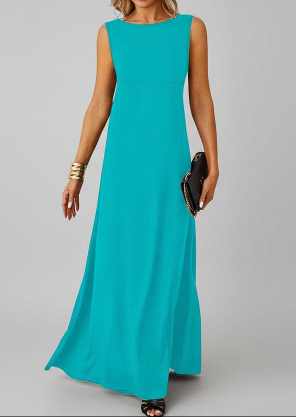 Sleeveless Flowy Maxi Dress Aqua / S The Nichole Collection - Official Site