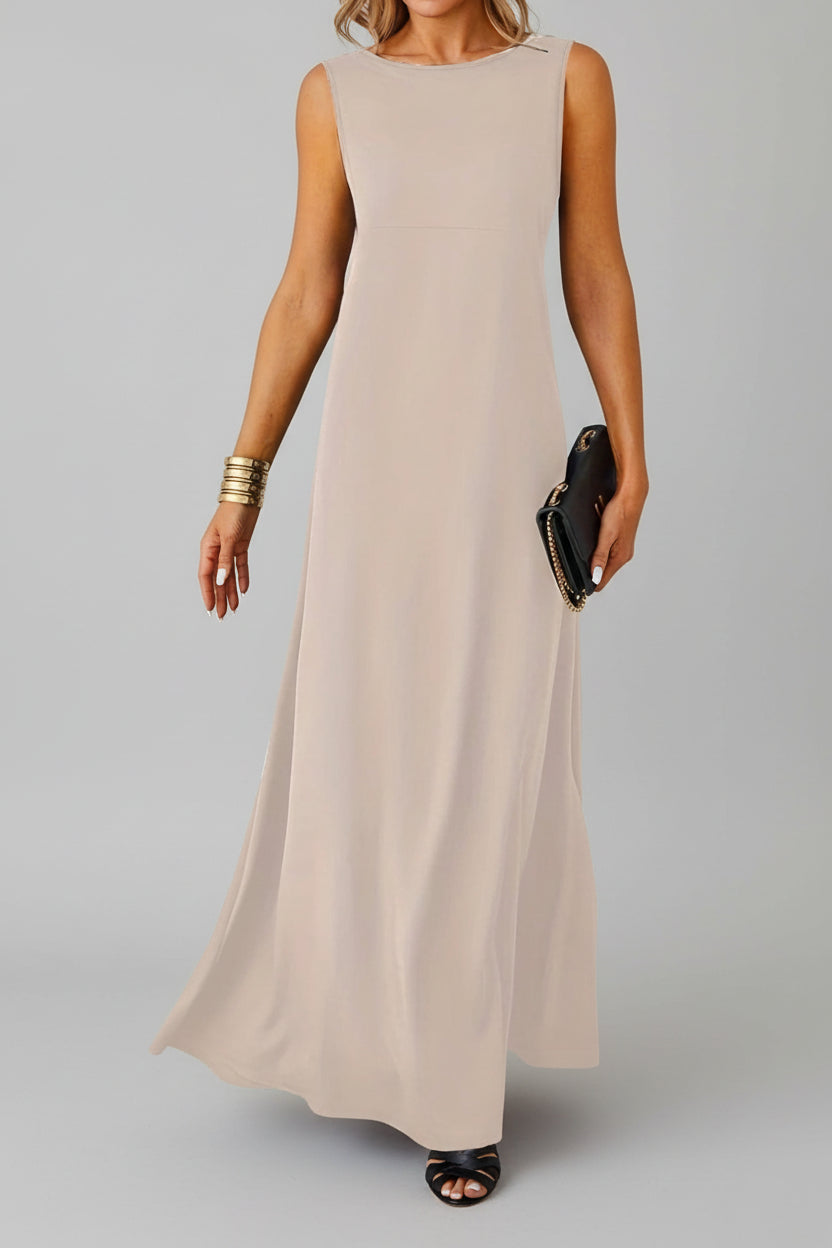 Sleeveless Flowy Maxi Dress Apricot / S The Nichole Collection - Official Site