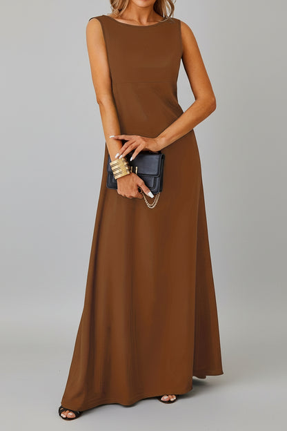 Sleeveless Flowy Maxi Dress Brown / S The Nichole Collection - Official Site