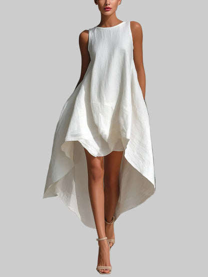 Sleeveless High-Low Hem Dress White / S Dresses The Nichole Collection - Official Site