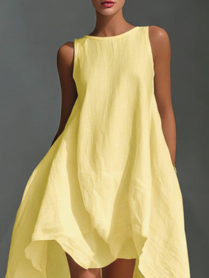 Sleeveless High-Low Hem Dress Yellow / S Dresses The Nichole Collection - Official Site