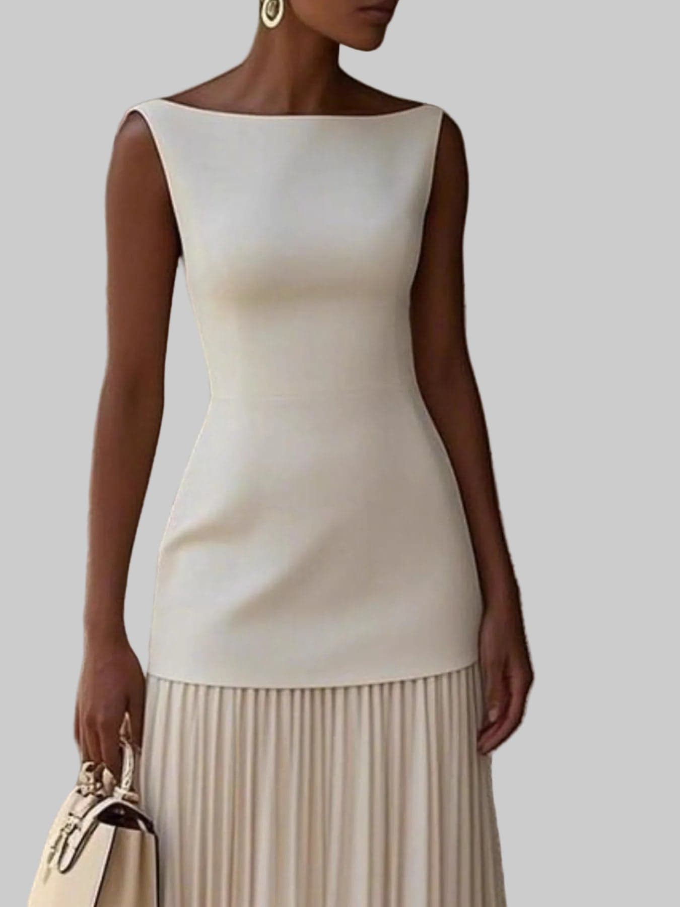 Sleeveless Pleated Maxi Dress White / S THE NICHOLE COLLECTION - Official Site