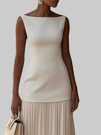 Sleeveless Pleated Maxi Dress White / S THE NICHOLE COLLECTION - Official Site