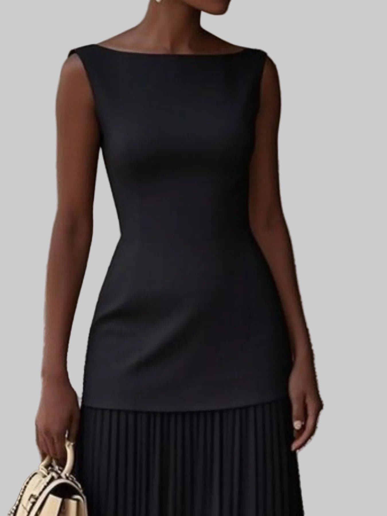 Sleeveless Pleated Maxi Dress Black / S THE NICHOLE COLLECTION - Official Site