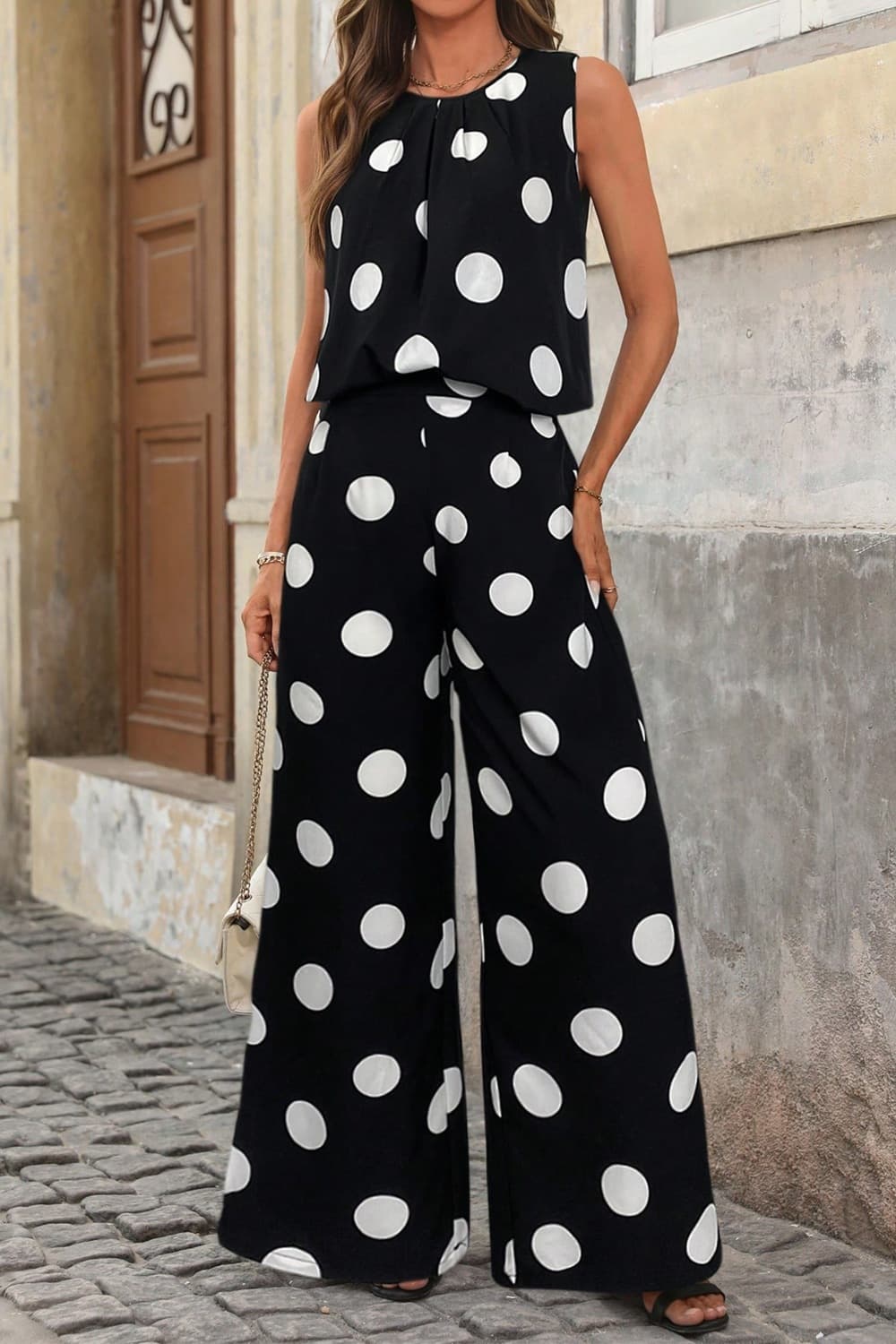 Sleeveless Polka Dot Top and Pants Set Women's Sets The Nichole Collection - Official Site