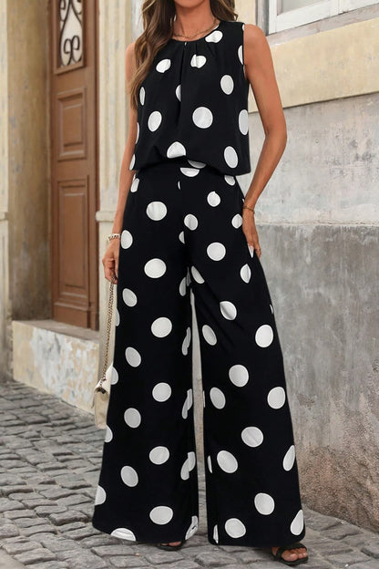 Sleeveless Polka Dot Top and Pants Set Women's Sets The Nichole Collection - Official Site