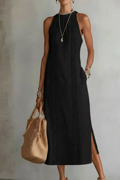 Sleeveless Side Slit Dress with Pockets Black / S The Nichole Collection - Official Site