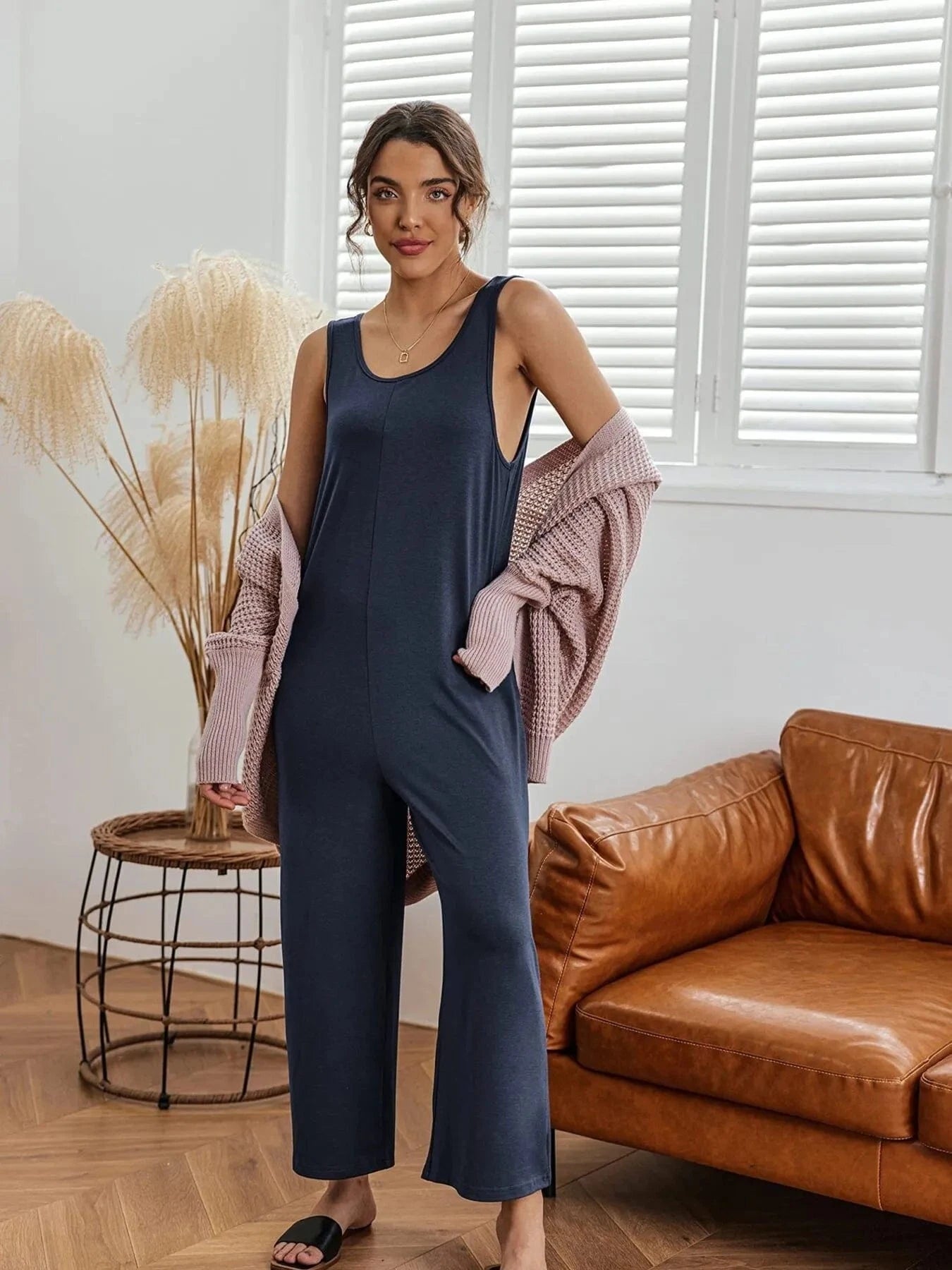 Sleeveless Wide Leg Casual Jumpsuit The Nichole Collection