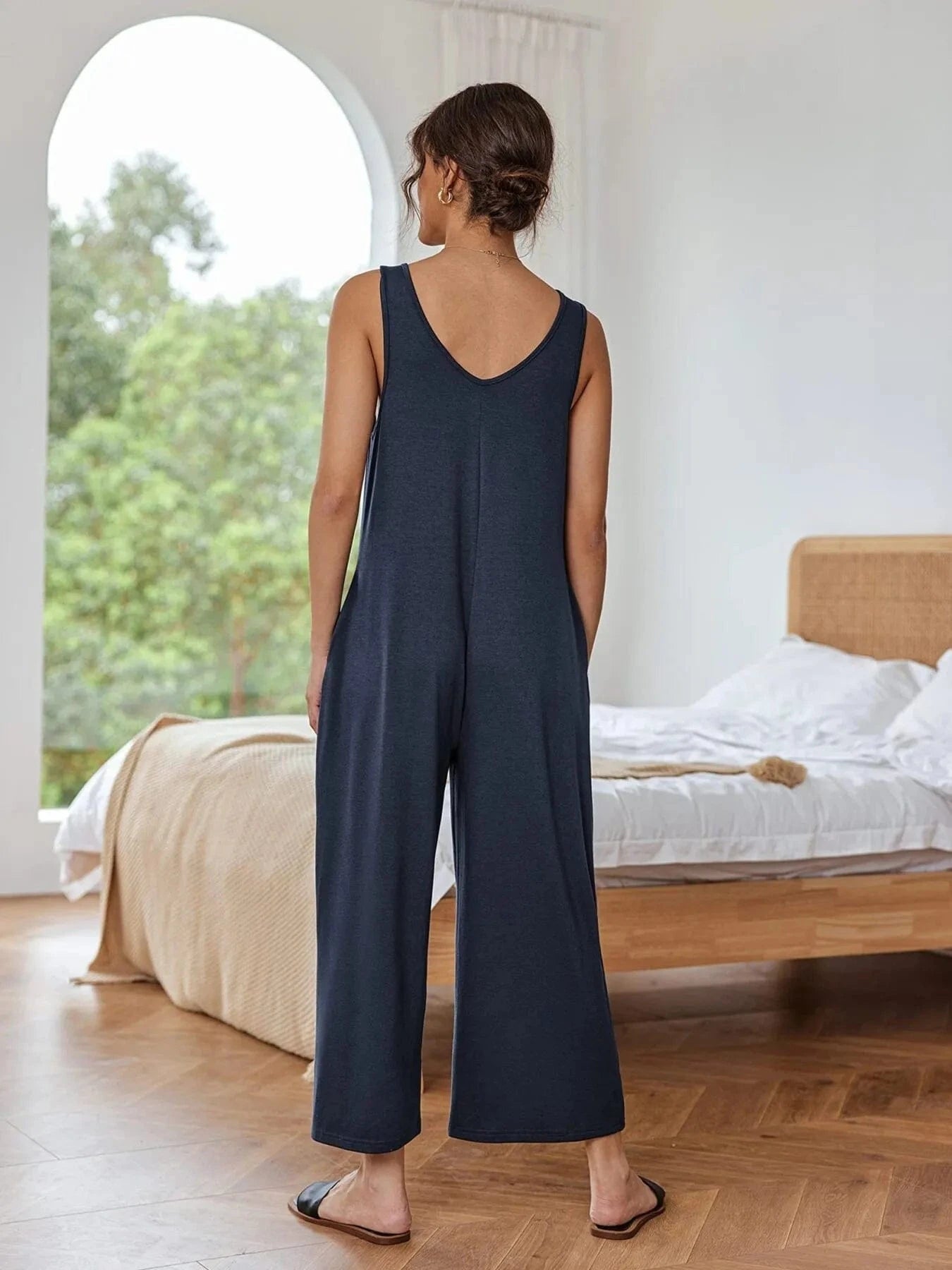 Sleeveless Wide Leg Casual Jumpsuit The Nichole Collection