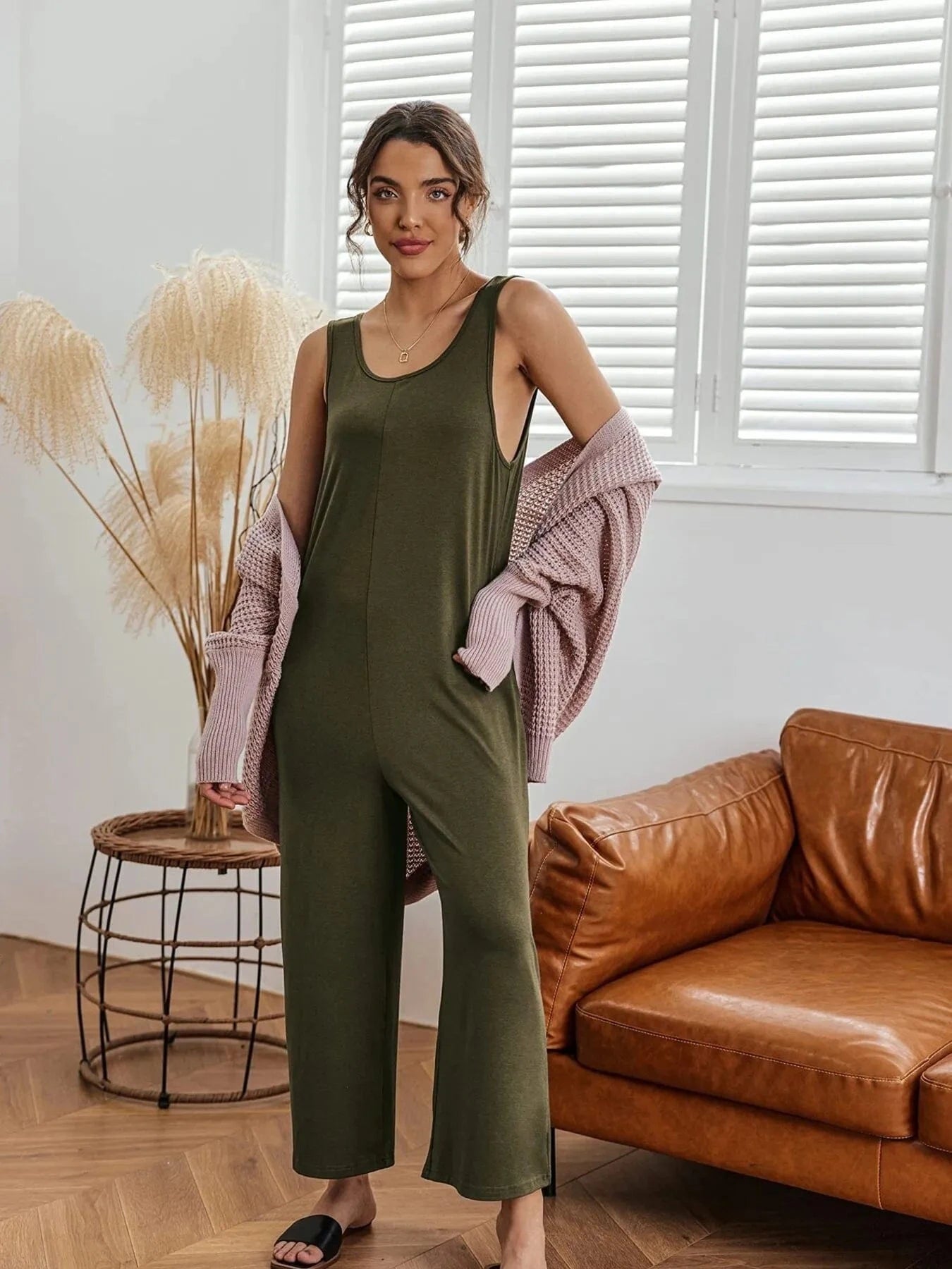 Sleeveless Wide Leg Casual Jumpsuit The Nichole Collection