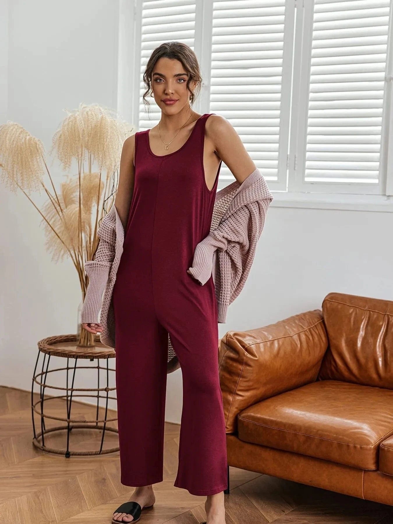 Sleeveless Wide Leg Casual Jumpsuit The Nichole Collection