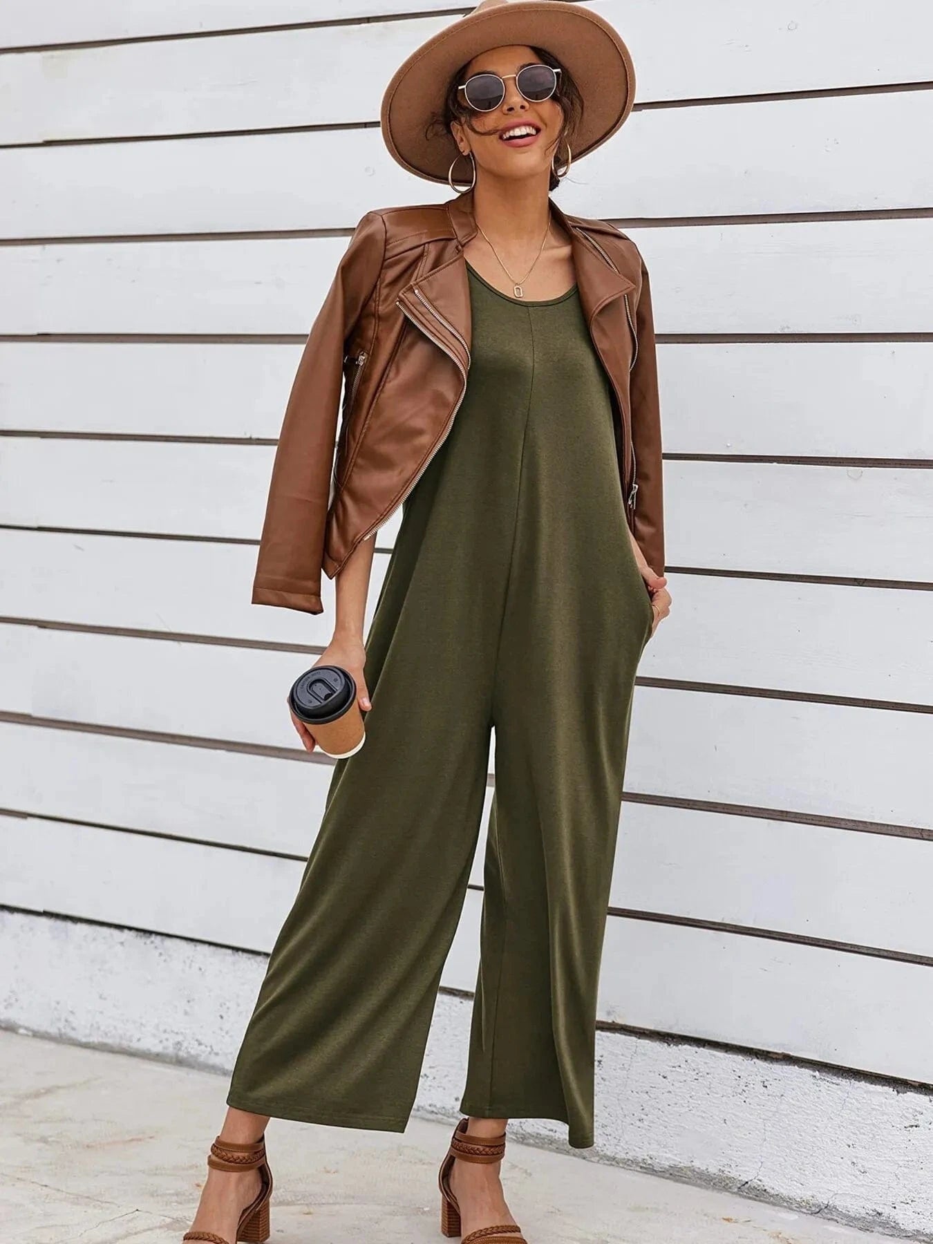 Sleeveless Wide Leg Casual Jumpsuit The Nichole Collection