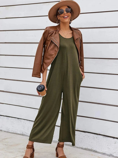 Sleeveless Wide Leg Casual Jumpsuit The Nichole Collection