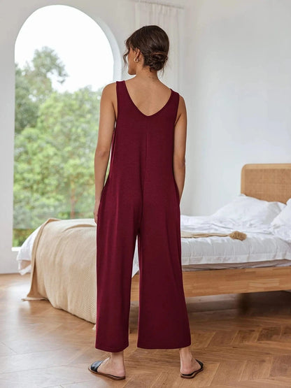 Sleeveless Wide Leg Casual Jumpsuit The Nichole Collection