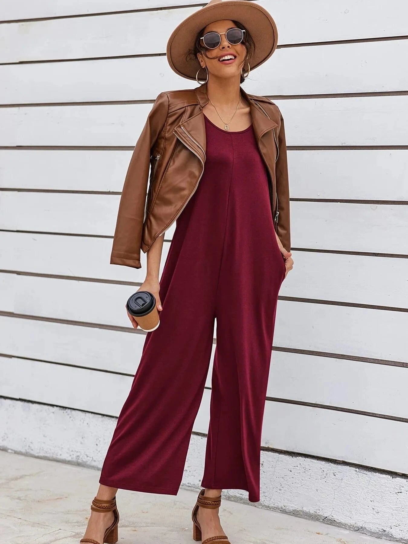 Sleeveless Wide Leg Casual Jumpsuit The Nichole Collection