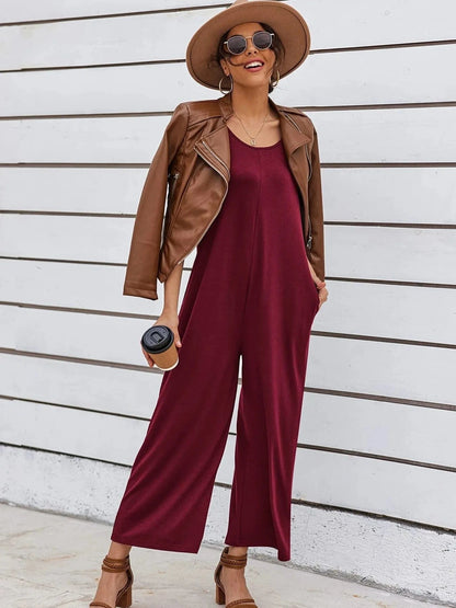 Sleeveless Wide Leg Casual Jumpsuit The Nichole Collection