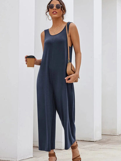 Sleeveless Wide Leg Casual Jumpsuit The Nichole Collection