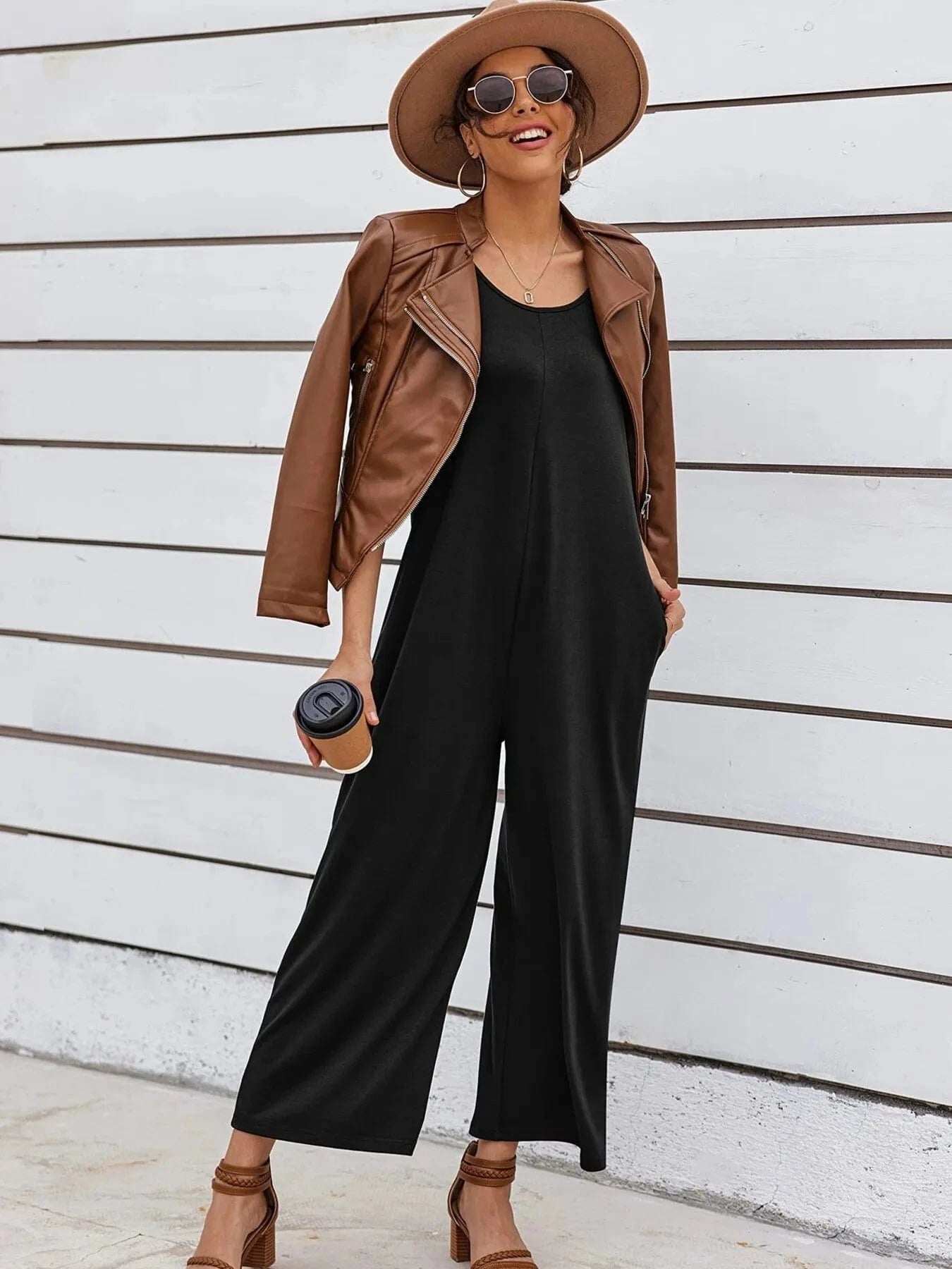 Sleeveless Wide Leg Casual Jumpsuit The Nichole Collection