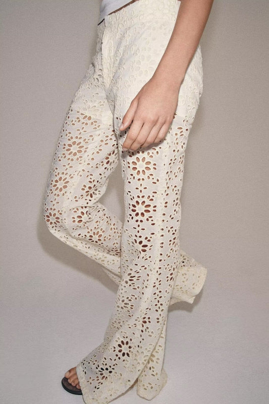 Slim Fit Embroidery Bell Bottom Pants The Nichole Collection