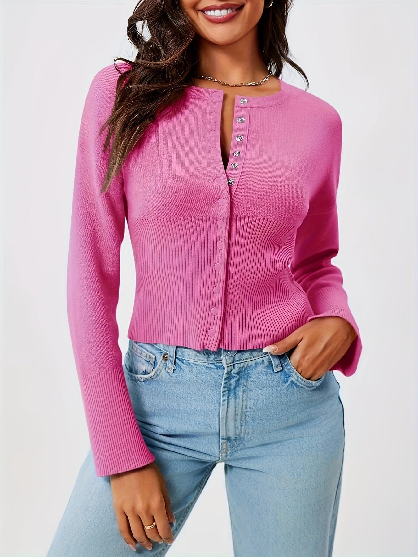 Slim Fit Ribbed Knit Crop Sweater Sweaters The Nichole Collection