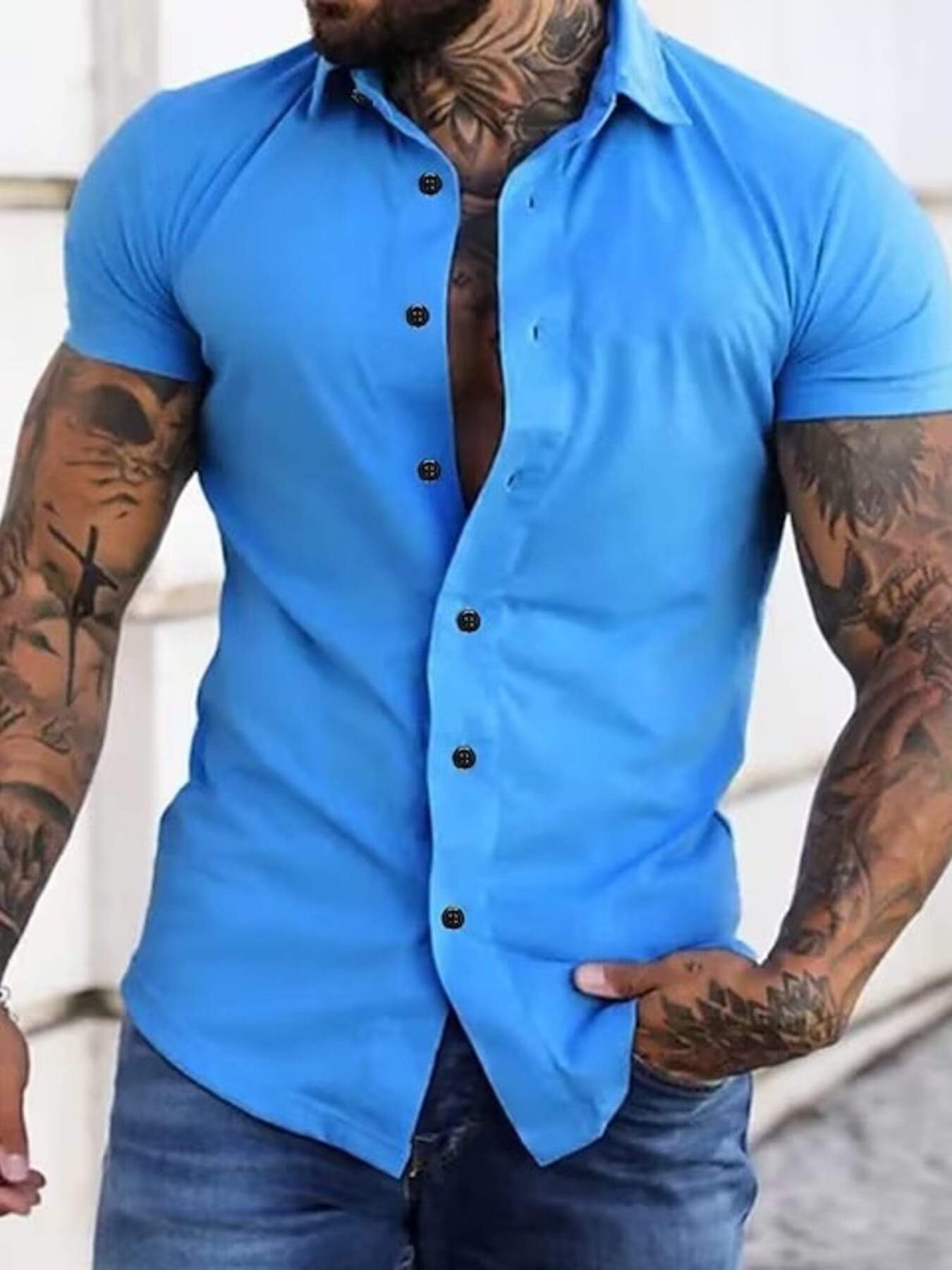 Slim Fit Short Sleeve Button-Down Shirt | The Nichole Collection