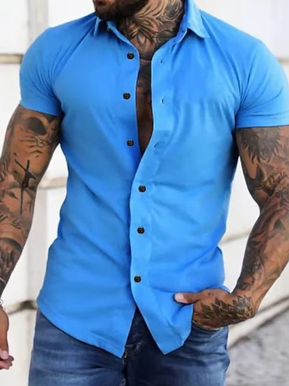 Slim Fit Short Sleeve Button-Down Shirt | The Nichole Collection