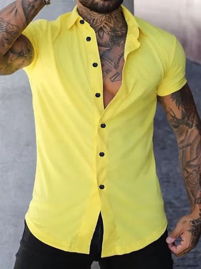 Slim Fit Short Sleeve Button-Down Shirt | The Nichole Collection