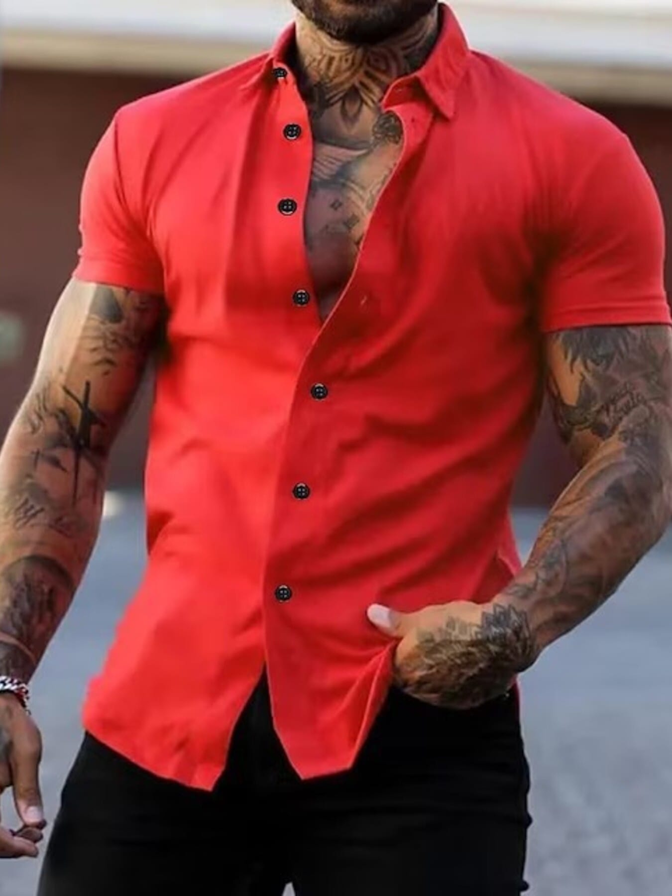 Slim Fit Short Sleeve Button-Down Shirt | The Nichole Collection