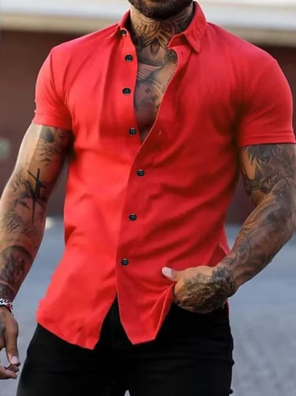 Slim Fit Short Sleeve Button-Down Shirt | The Nichole Collection