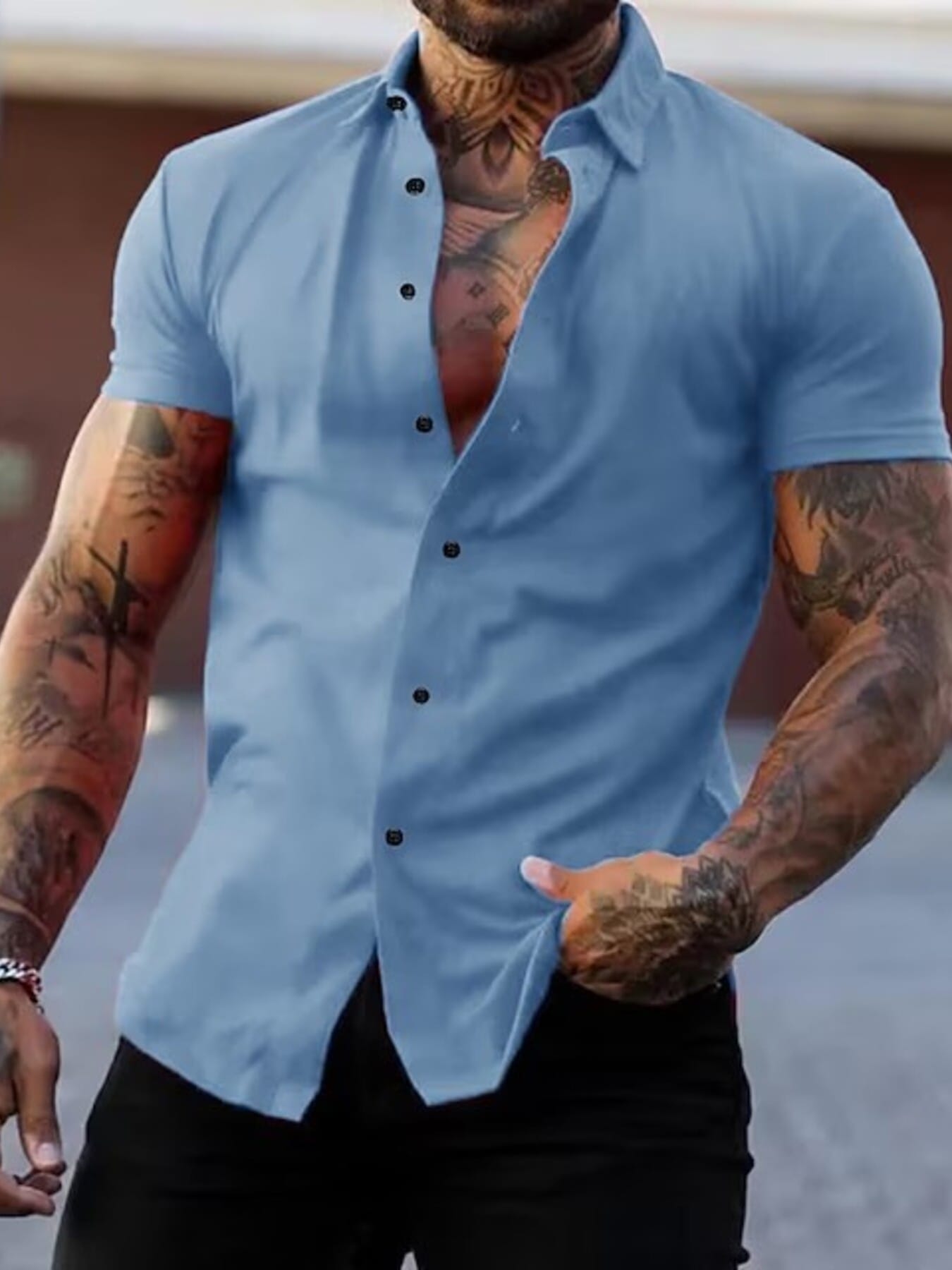 Slim Fit Short Sleeve Button-Down Shirt | The Nichole Collection