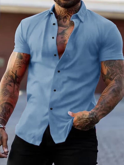 Slim Fit Short Sleeve Button-Down Shirt | The Nichole Collection