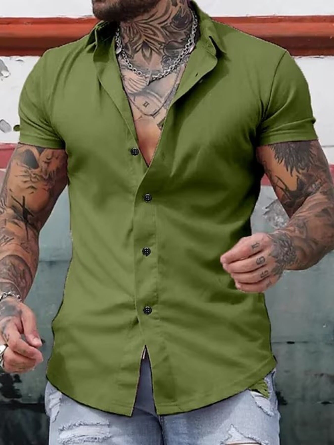 Slim Fit Short Sleeve Button-Down Shirt | The Nichole Collection