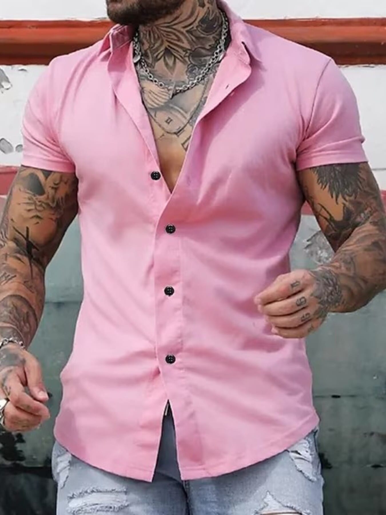 Slim Fit Short Sleeve Button-Down Shirt | The Nichole Collection