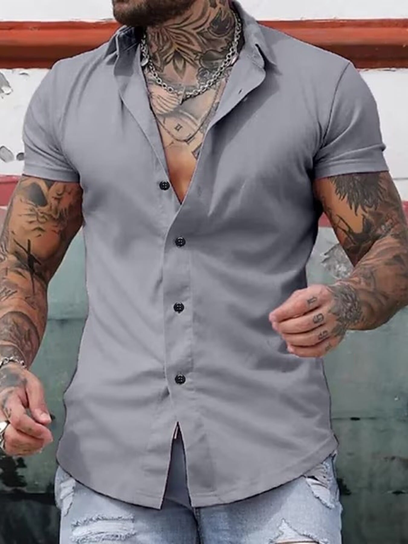Slim Fit Short Sleeve Button-Down Shirt | The Nichole Collection