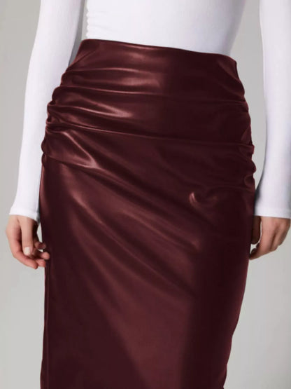 Slit Back Leather Skirt The Nichole Collection