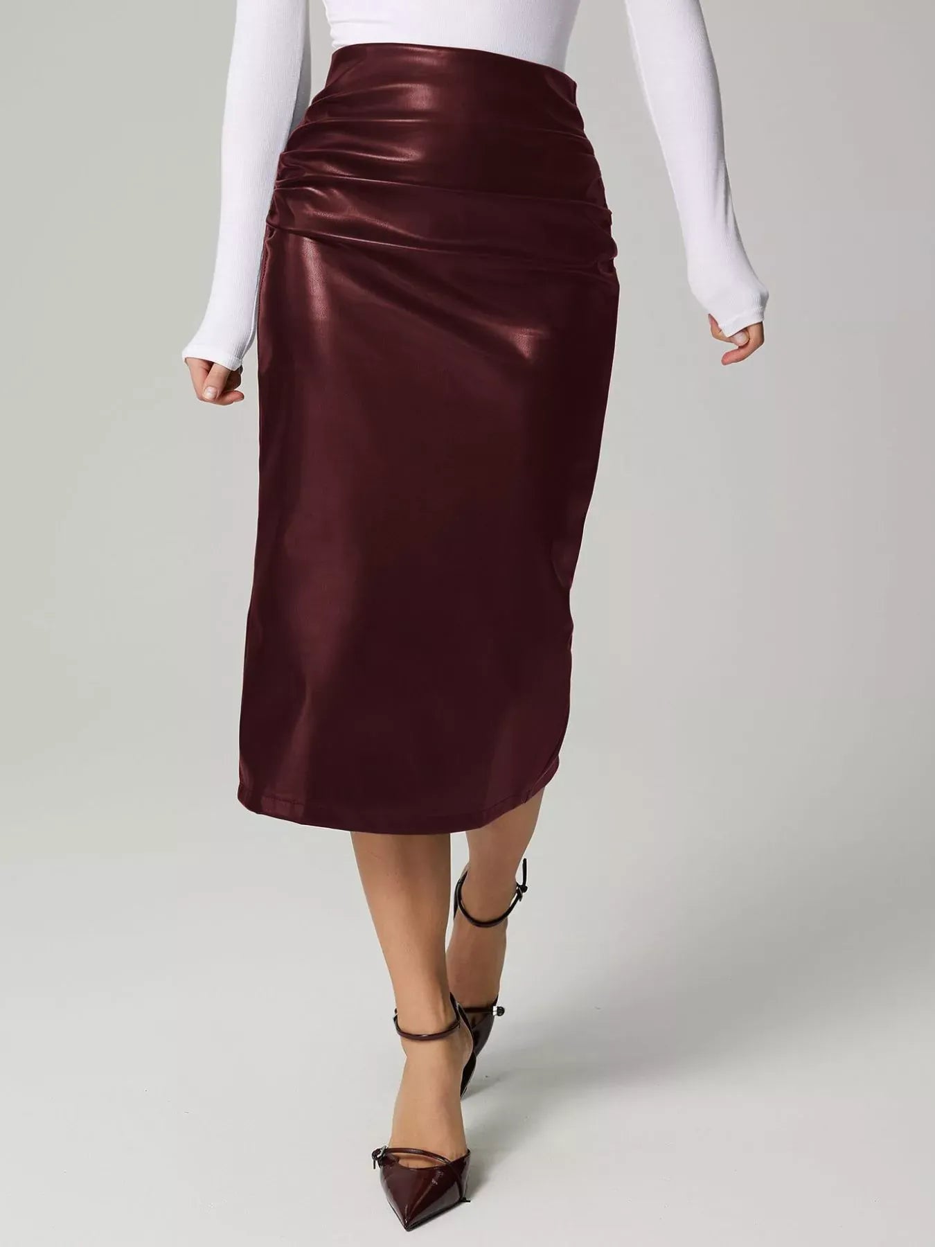 Slit Back Leather Skirt The Nichole Collection