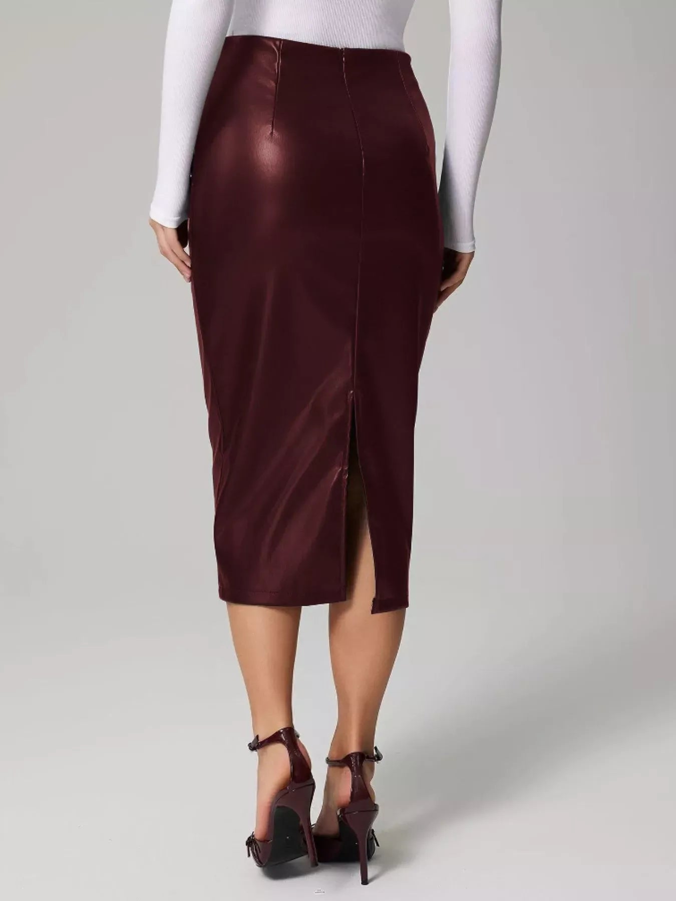 Slit Back Leather Skirt The Nichole Collection
