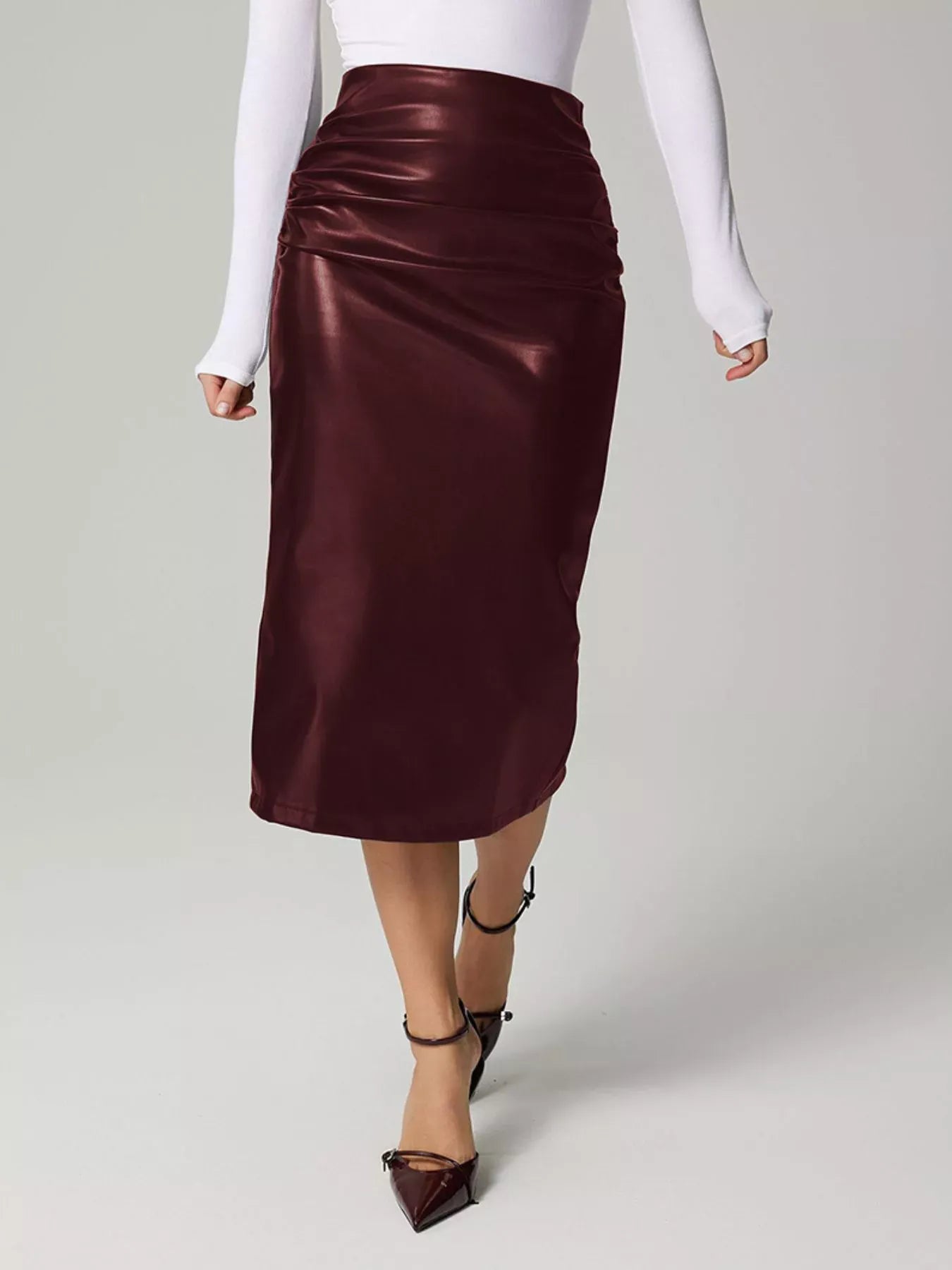 Slit Back Leather Skirt The Nichole Collection