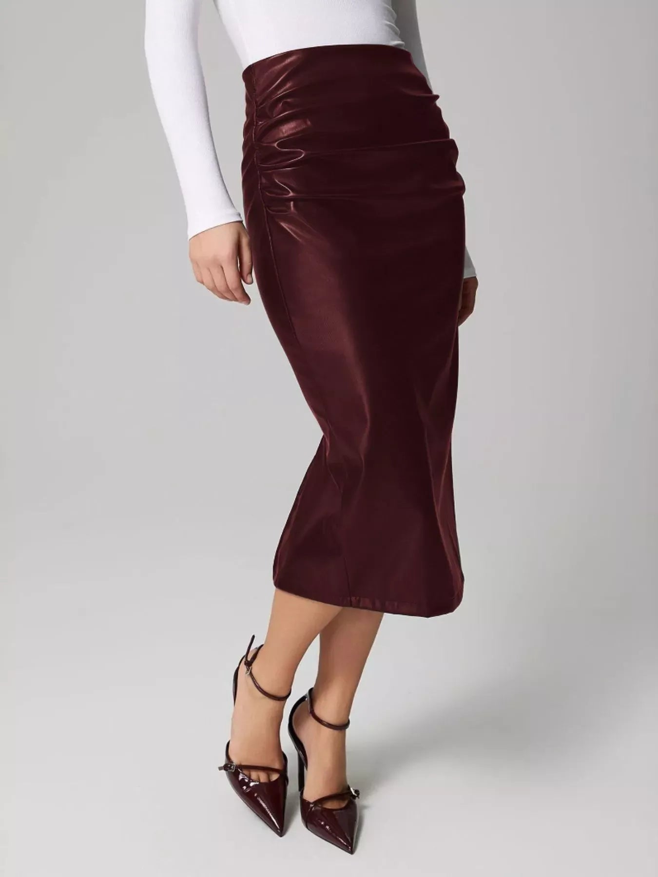 Slit Back Leather Skirt The Nichole Collection