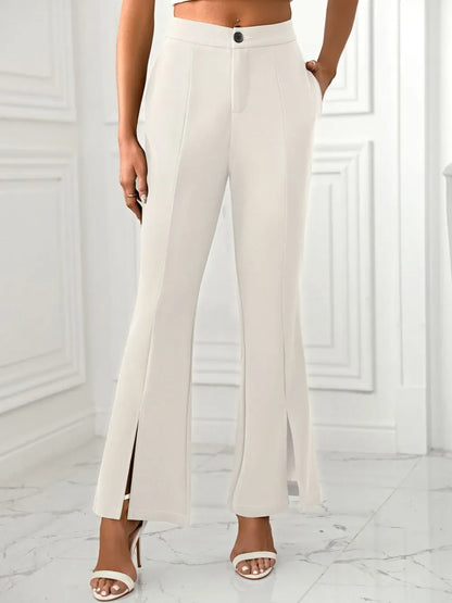 Slit Flare Pants with Pockets Dress Pants The Nichole Collection