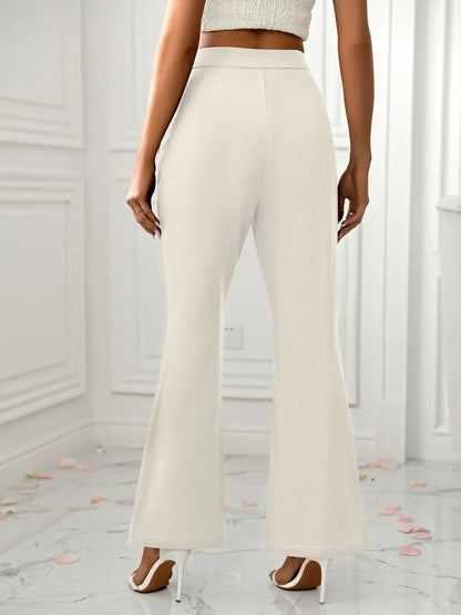Slit Flare Pants with Pockets Dress Pants Ivory / XS The Nichole Collection