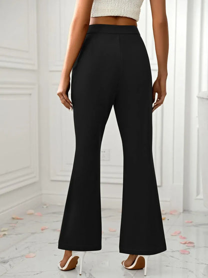 Slit Flare Pants with Pockets Dress Pants The Nichole Collection